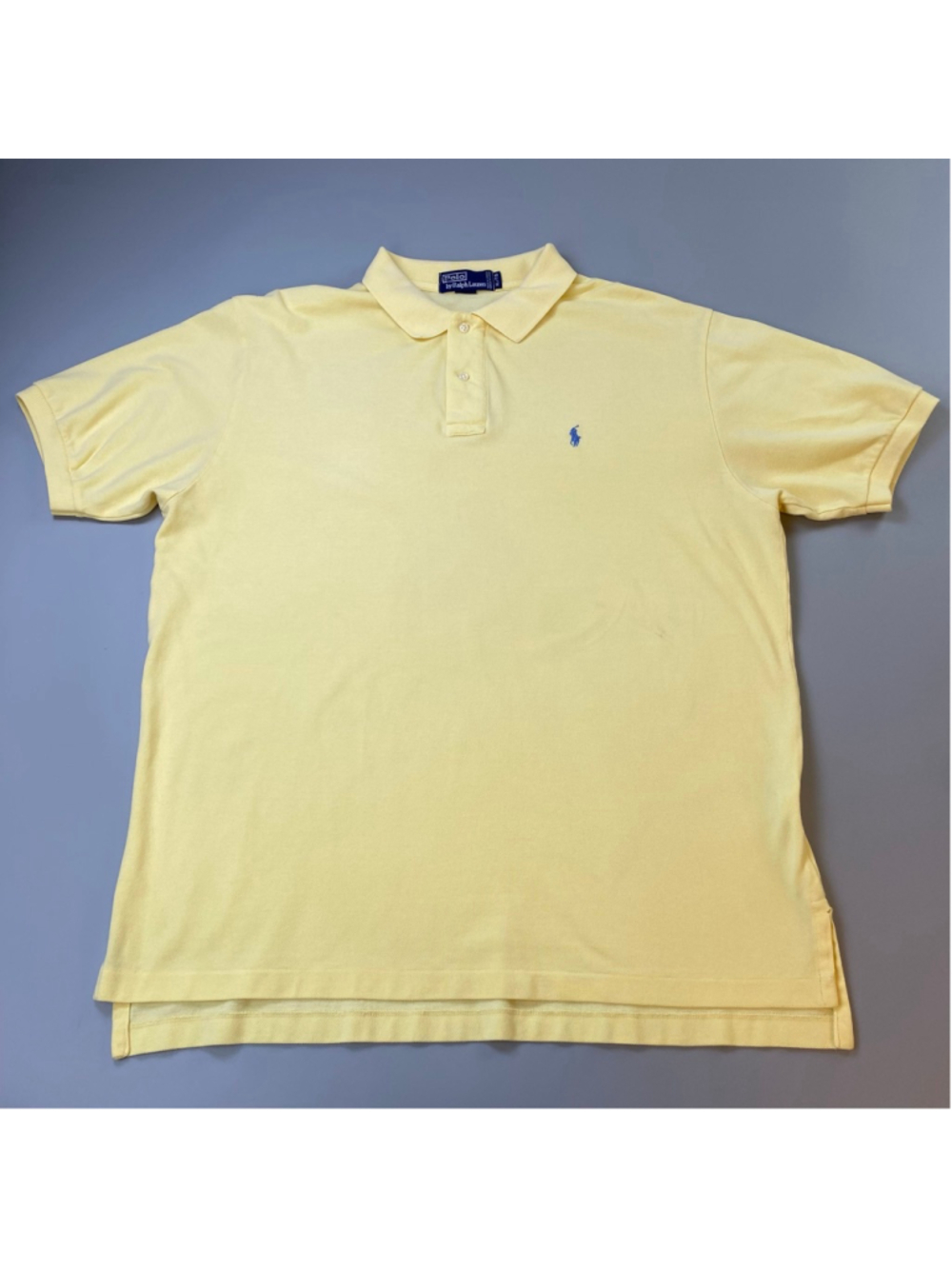 Polo Ralph Lauren Shirt XL Butter Yellow Blue Logo Canada Preppy Casual FLAW